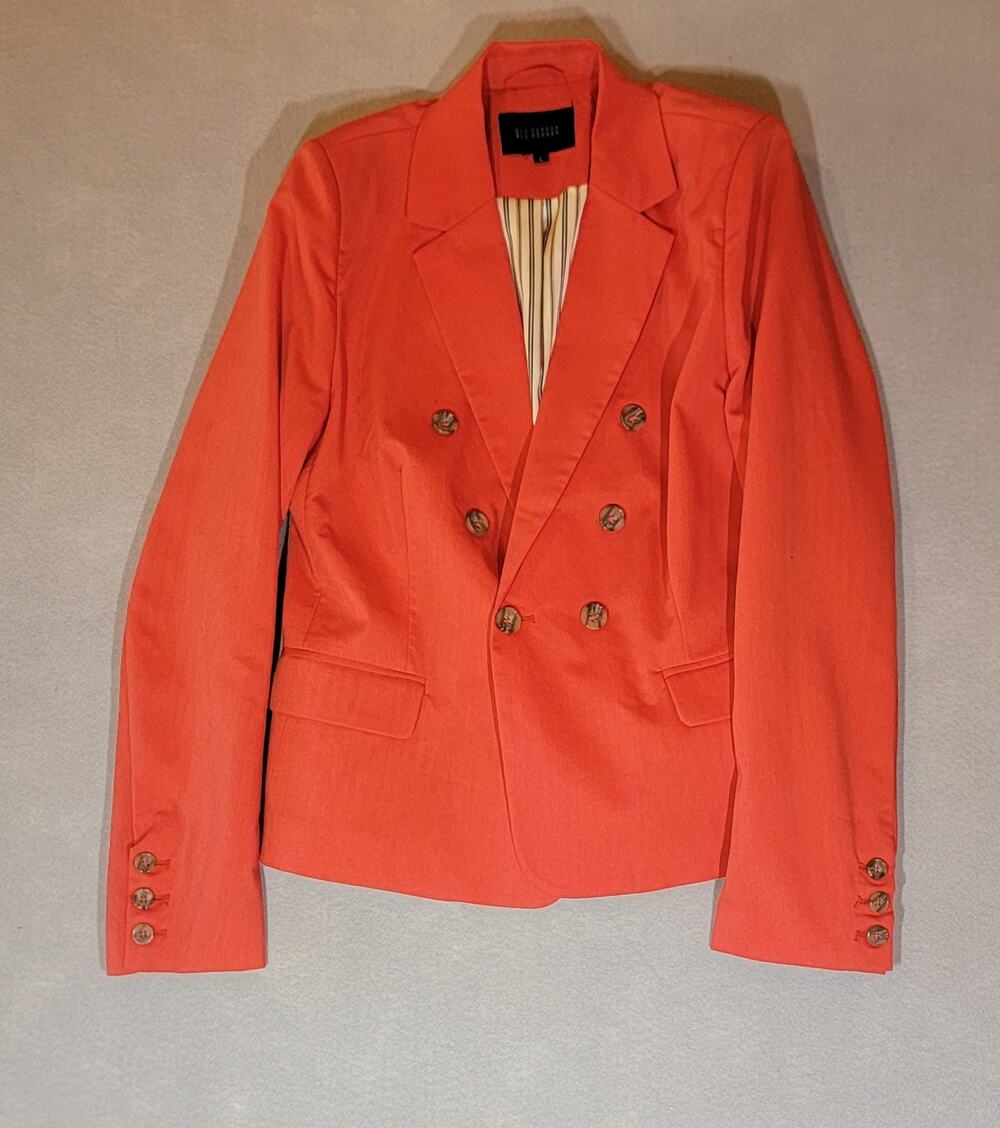 Blu Pepper Coral Orange Double Breasted Blazer L